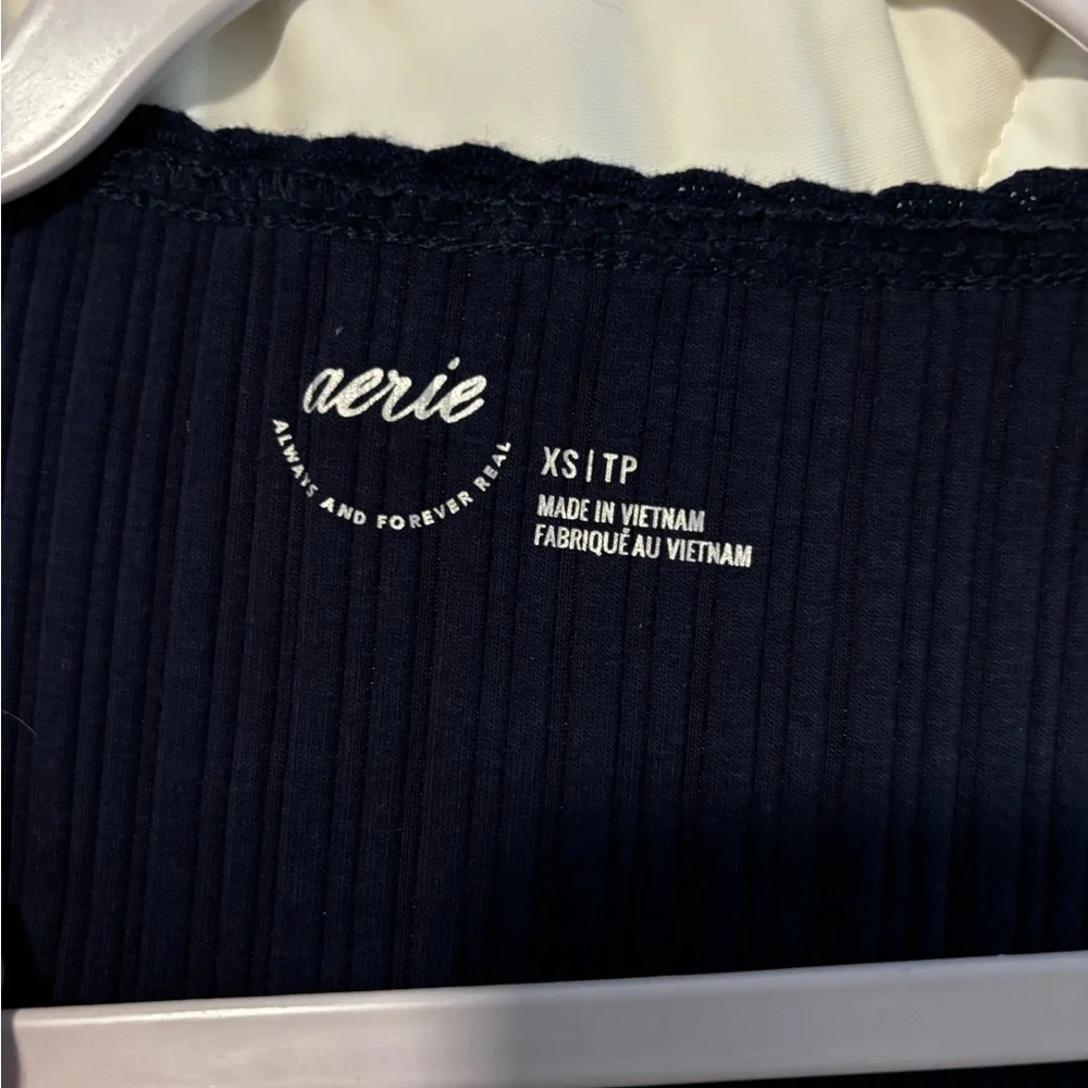 Aerie Navy Blue Sleeveless Button-Up Top NWT